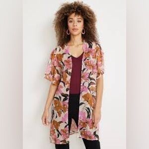 Maurices 2X Flutter Sleeve Open front Kimono